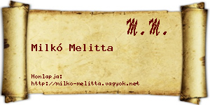 Milkó Melitta névjegykártya